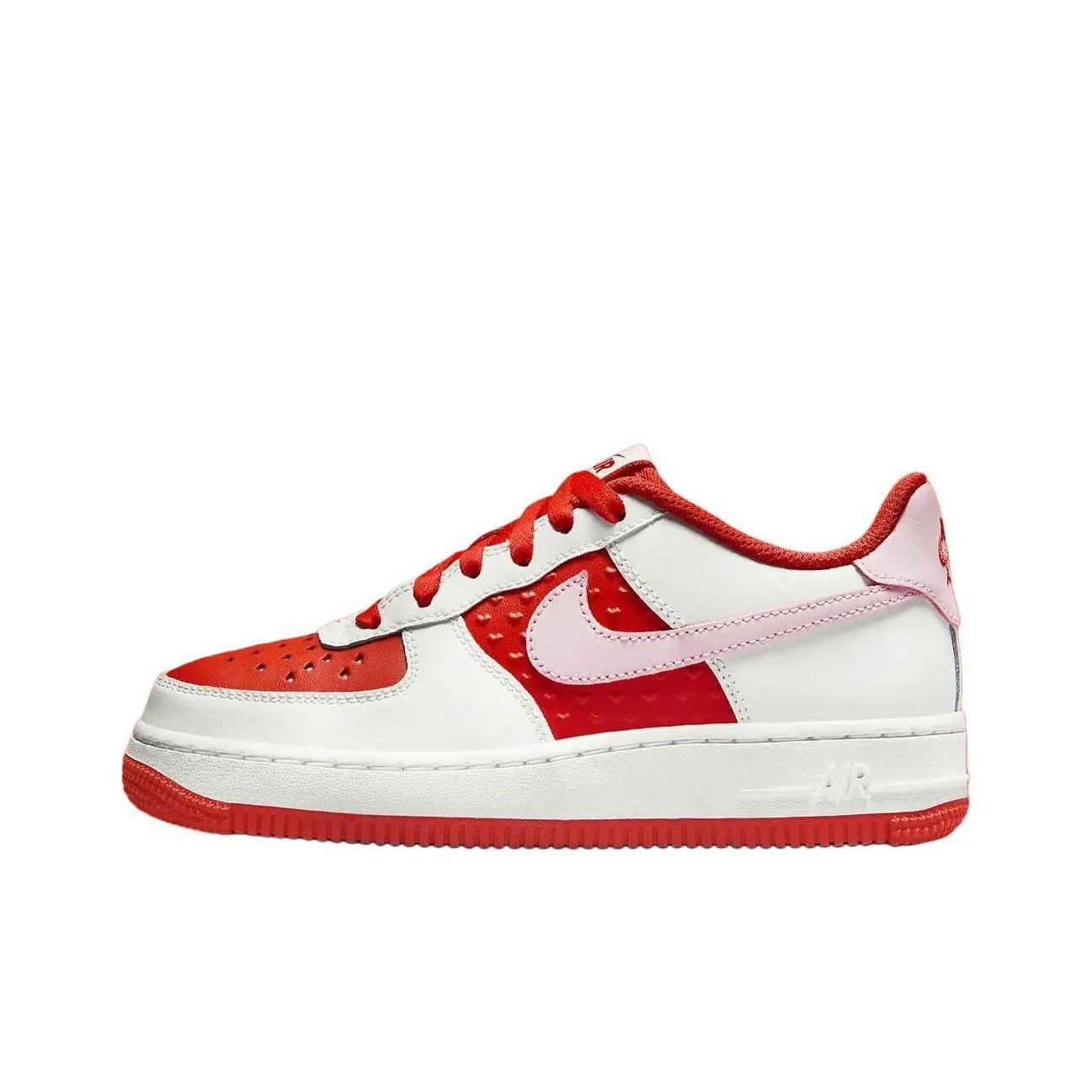 Nike Air FORCE 1 Slip-on Устойчивый к истиранию Низкий Топ Детские Скейтбординг Белый Красный