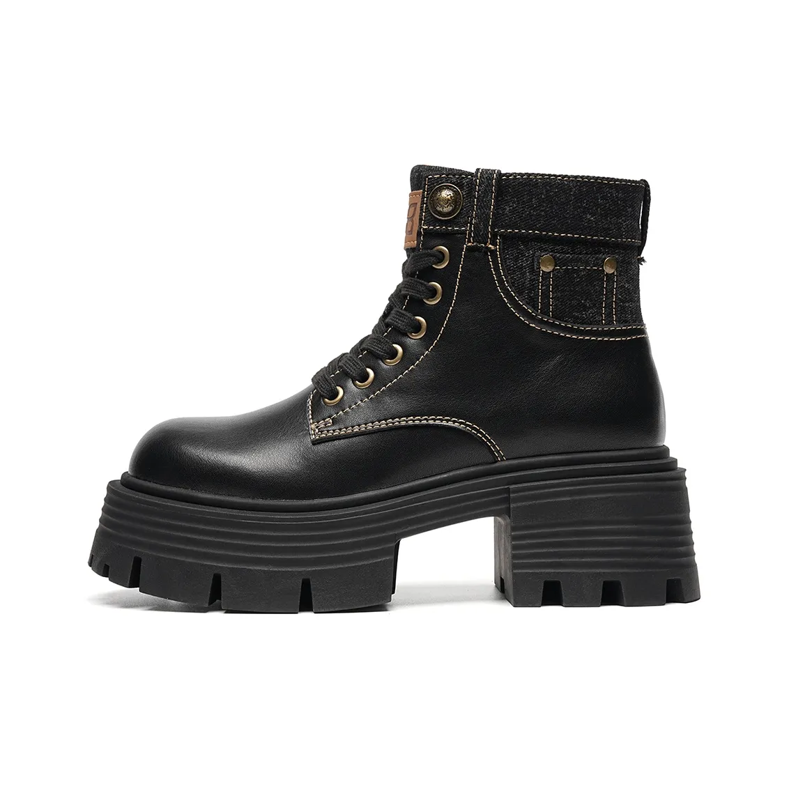 EBLAN Short Mid Calf Martin Boot Women's Black