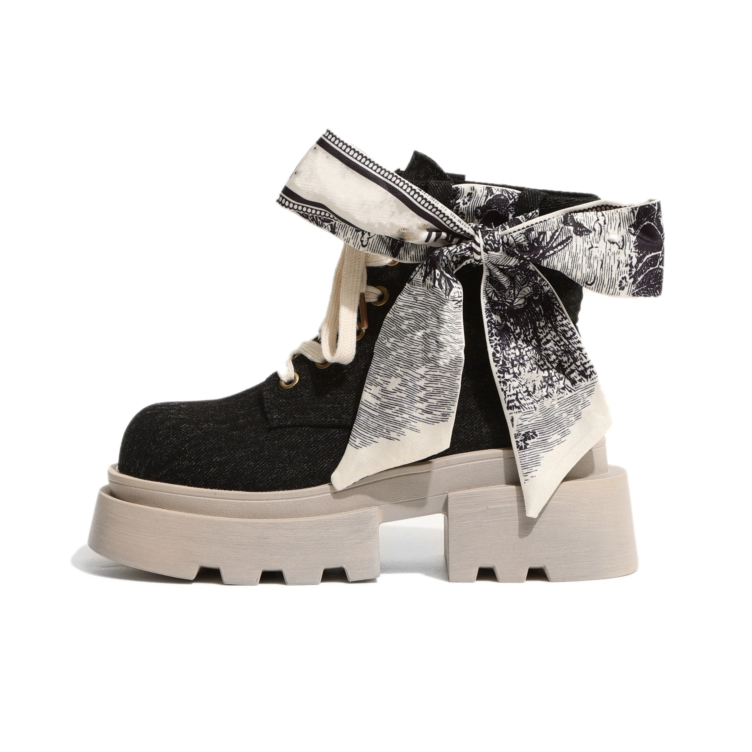 SHUXI Ankle Boots Women's Black/Blue/Light Yellow