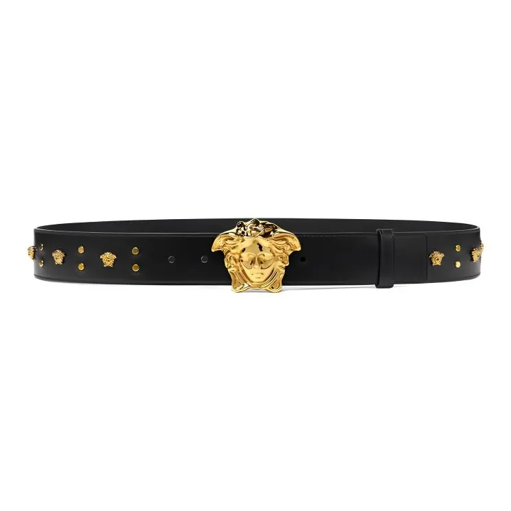 VERSACE La Medusa Studded Leather Belt