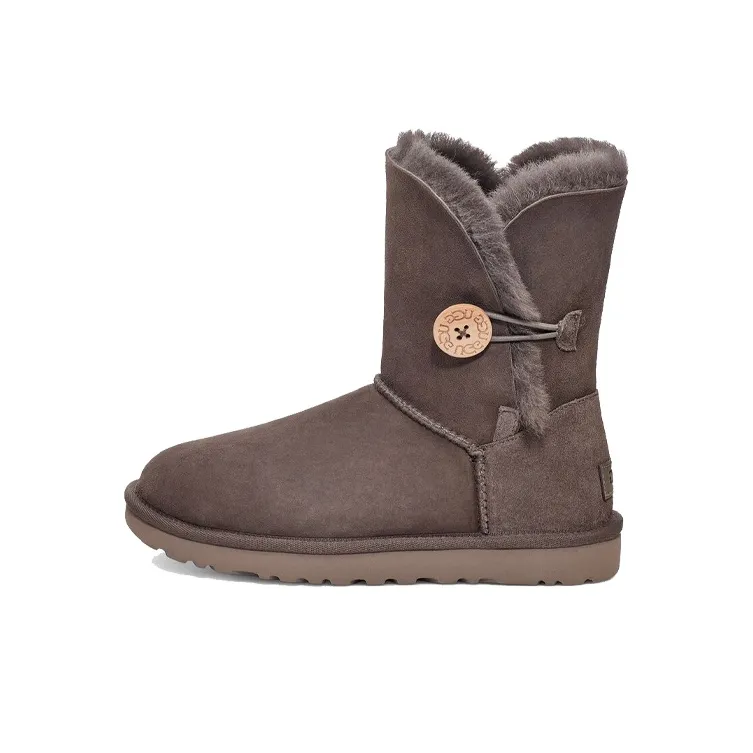 UGG Bailey Пуговица 2 Boot Теплый Износостойкий Покрытие устойчивое к растрескиванию Crew Сноубутсы Женские Грозово‑серый