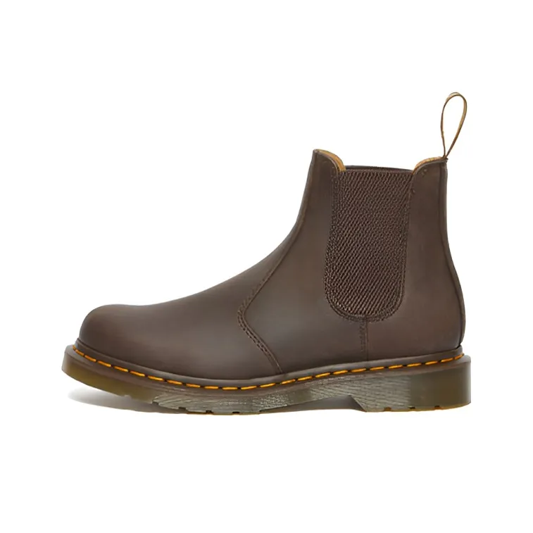 Dr.Martens 2976 Yellow Stitch Crazy Horse Leather Chelsea Boots 'Dark Brown'