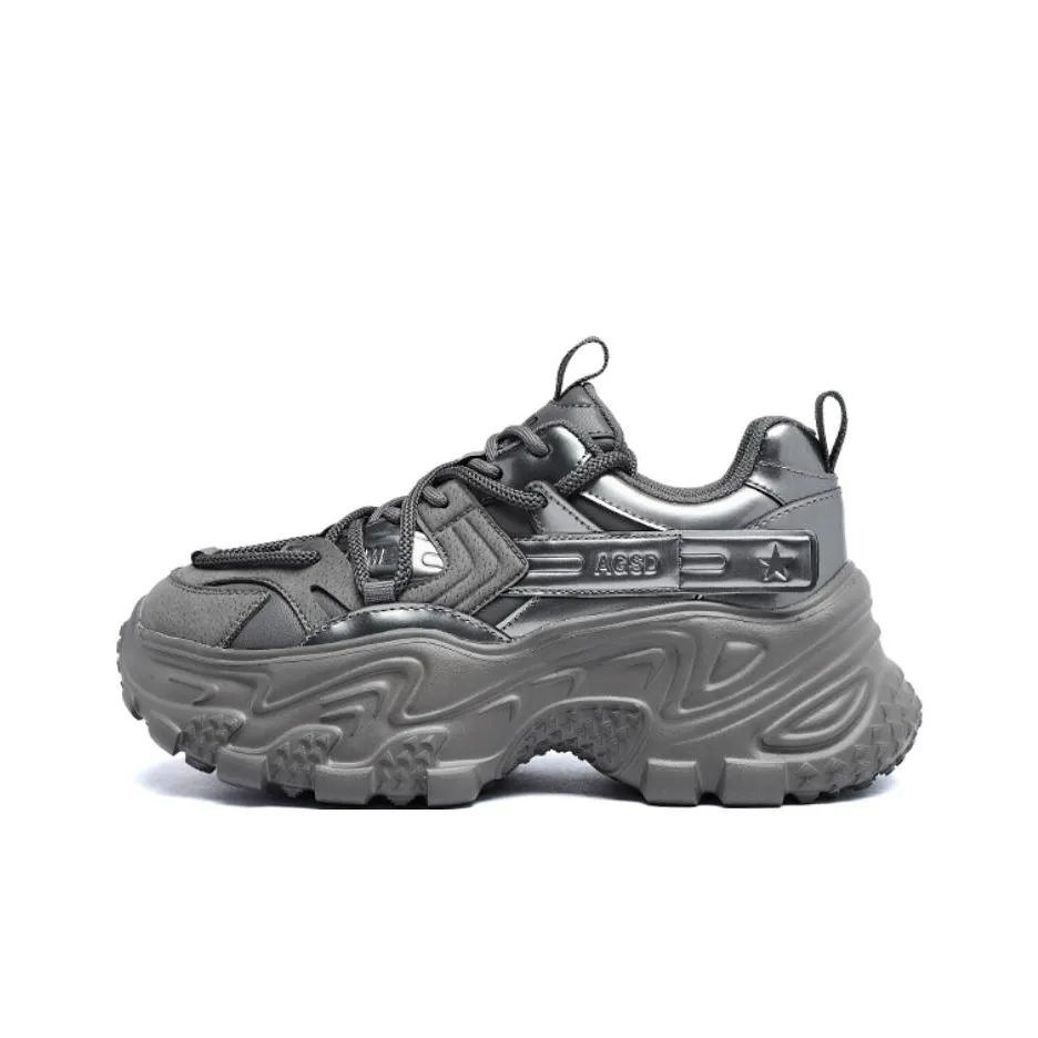 AGSDON Амортизация Низкий Топ Толстая Подошва Женские Металлические Кроссовки