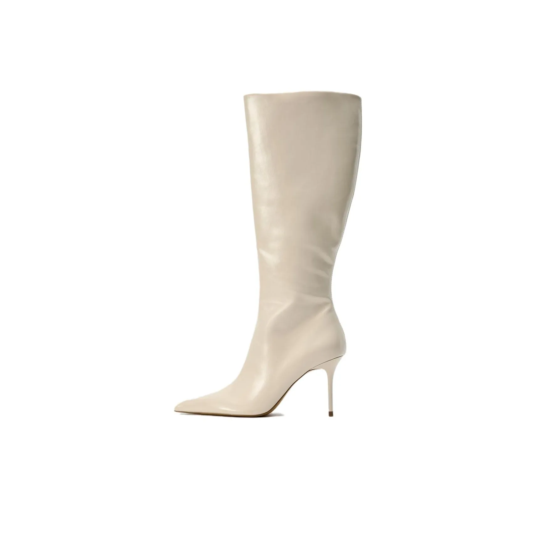 ZARA Колено Высокие сапоги 8,5 см Женские Белые