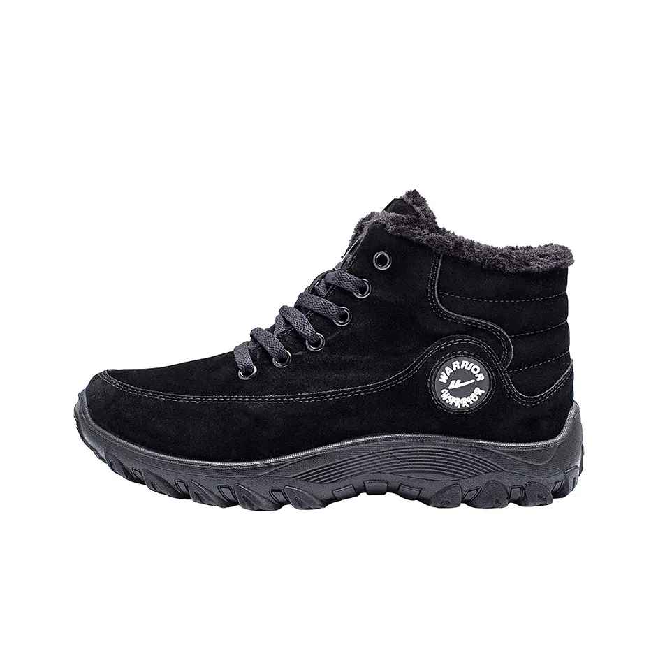 Warrior Warrior Thickened And Fleece Lined Padded Shoes Warm And Wear Resistant Short Outdoor Boots Men's Black