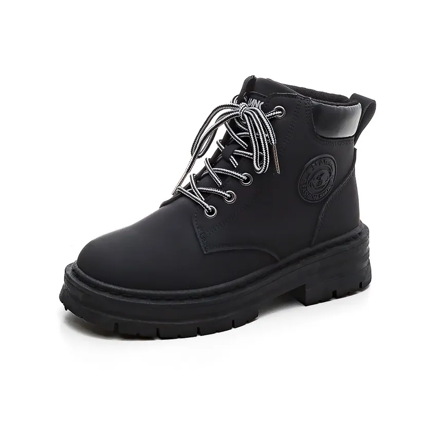 HUANQIU Короткий Мартин Ботин Женские Черный