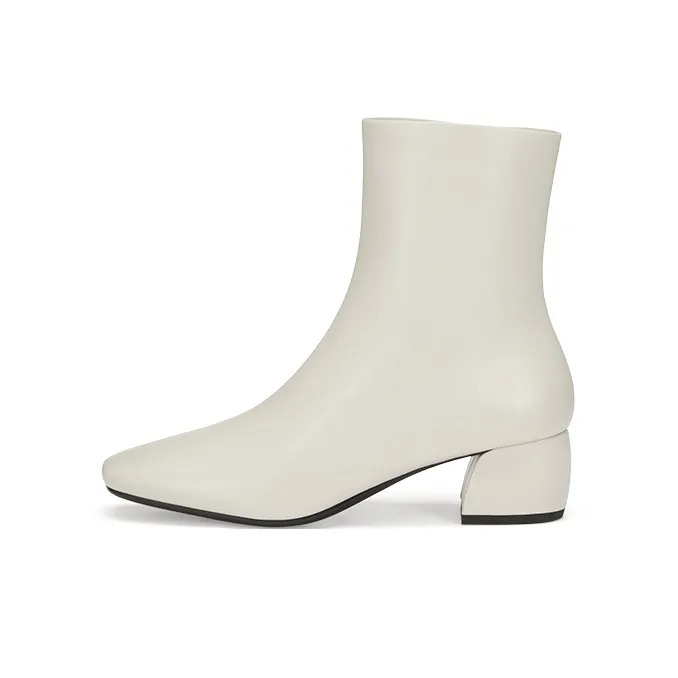 73Hours Cream Narrative Ankle Boots 5cm Women's