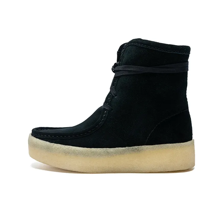 clarks Wallabee Cup Hi Black Suede Women's