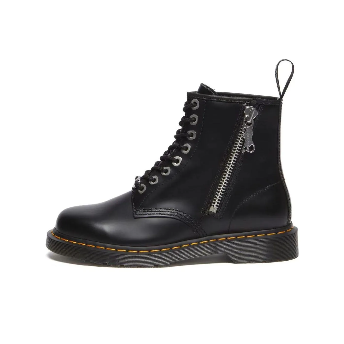 Dr.Martens 1460 Zip Black Polished Smooth Crew Martin Boot Unisex Black