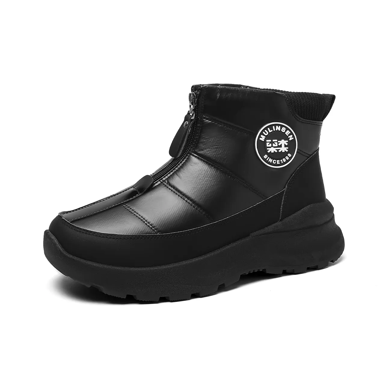 Mulinsen Insulated Ботинки Теплоизоляционный Увеличение Высоты Устойчивые к Износу Короткие Снегоботинки Мужские Черные