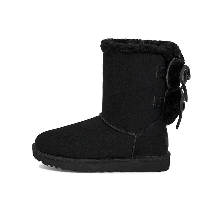 UGG Классический Double Bow Короткий Теплый Устойчивый к истиранию Противоскользящий Crew Сноубутсы Женские Черный