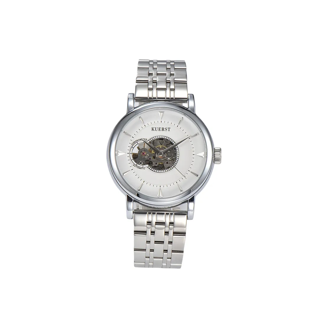 KUERST Автоматический Механический Механизм Стальной Ремешок Часы Мужские Часы С Черепным Циферблатом