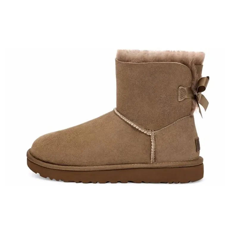 UGG Bailey Bow II Термический Устойчивый к Износу Короткий Снегобут Женские Ореховый Цвет