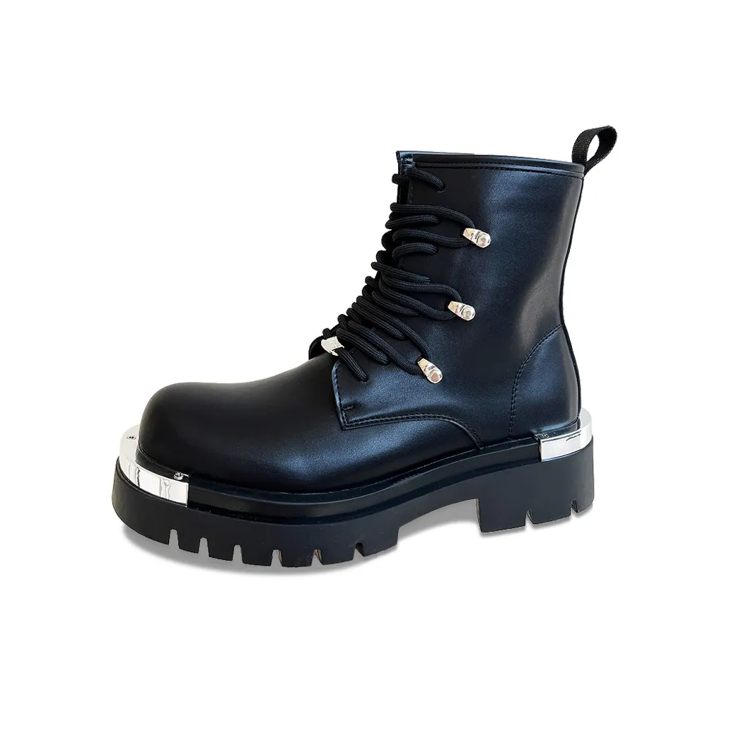 WEISHIBANGWEI Crew Martin Boot Средний каблук Мужской Черный