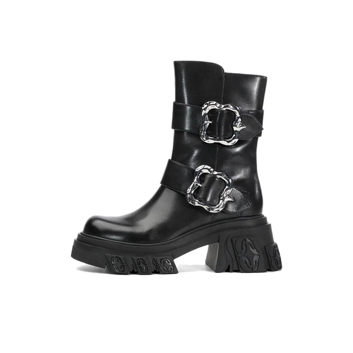DIBO MANNER Flame Relief Series Ankle Boots 6.5cm Women's Black