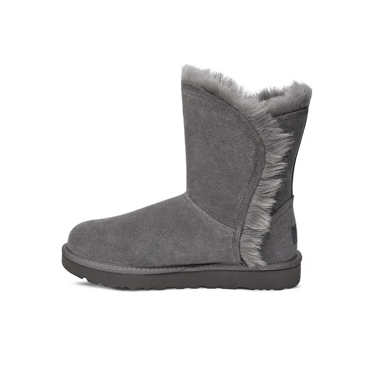 UGG CLASSIC SHORT Термический противоскользящий покрытие Crew Сноубутсы Женские Угольно-серый
