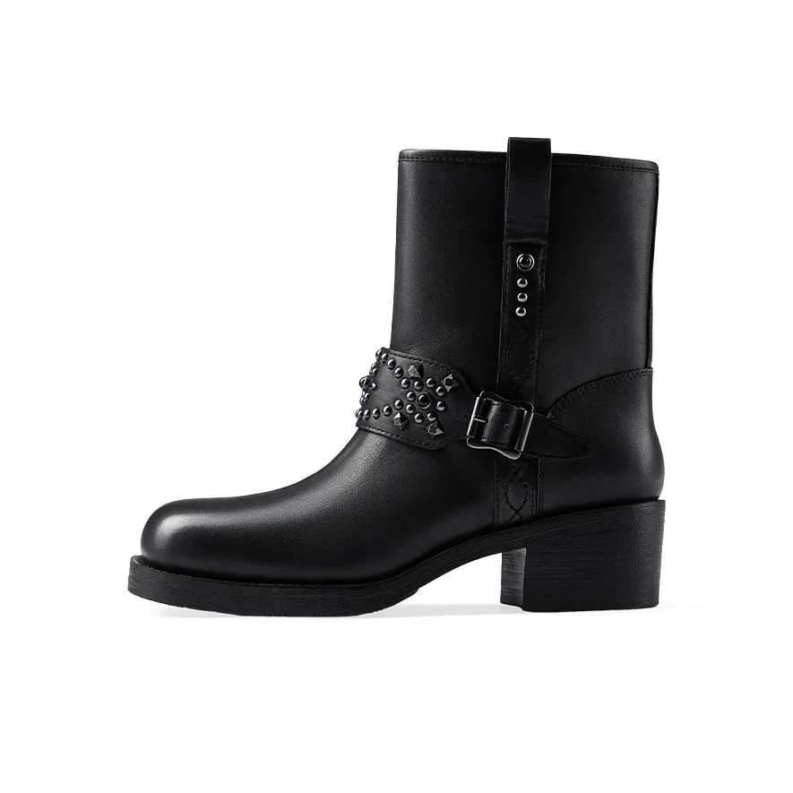 ASH TEOUILA Collection Chunky Heel Shaft Boots Fashion Apparel Trendy Shoes Women's Black