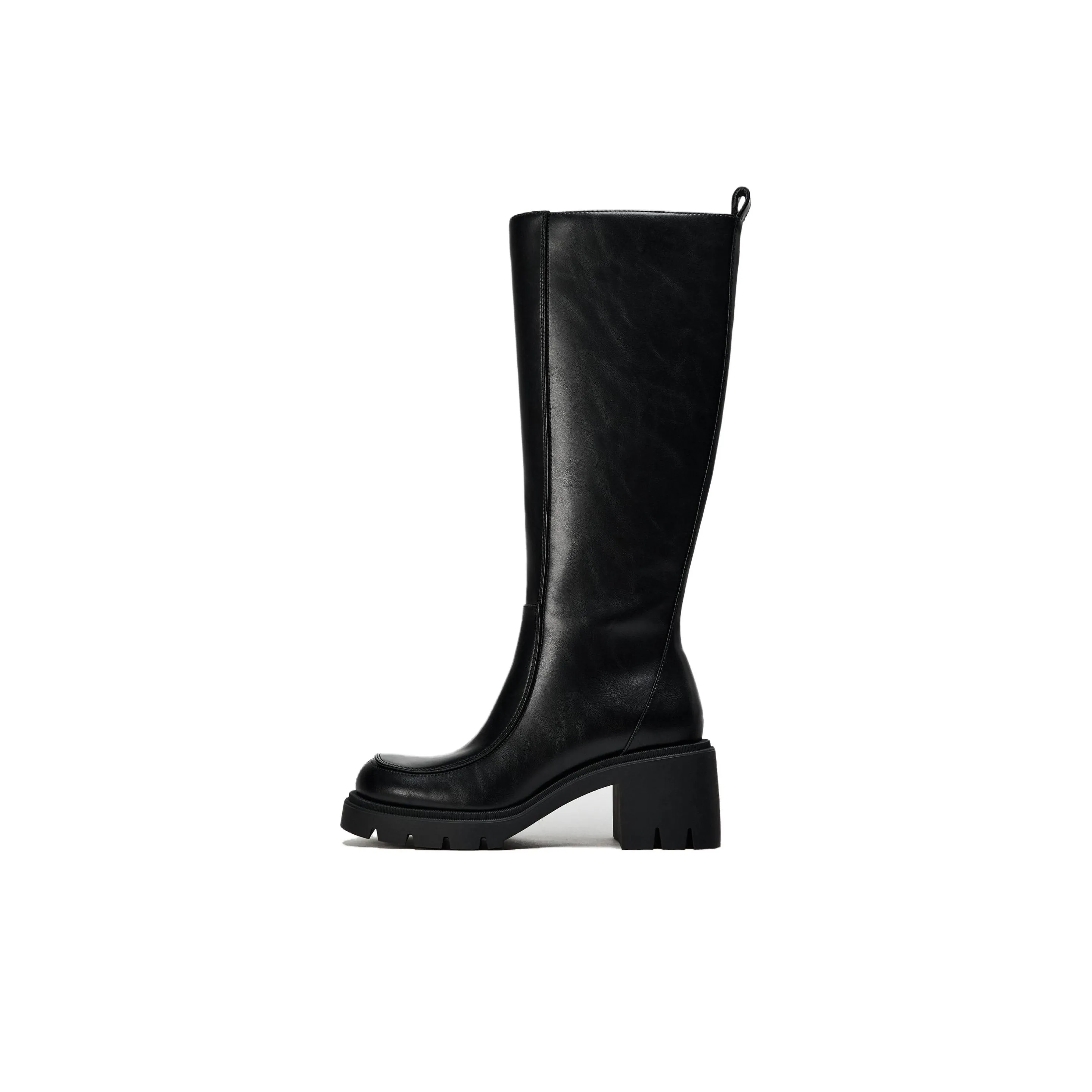 ZARA Колено Высокие сапоги 7,5 см Женские Черные