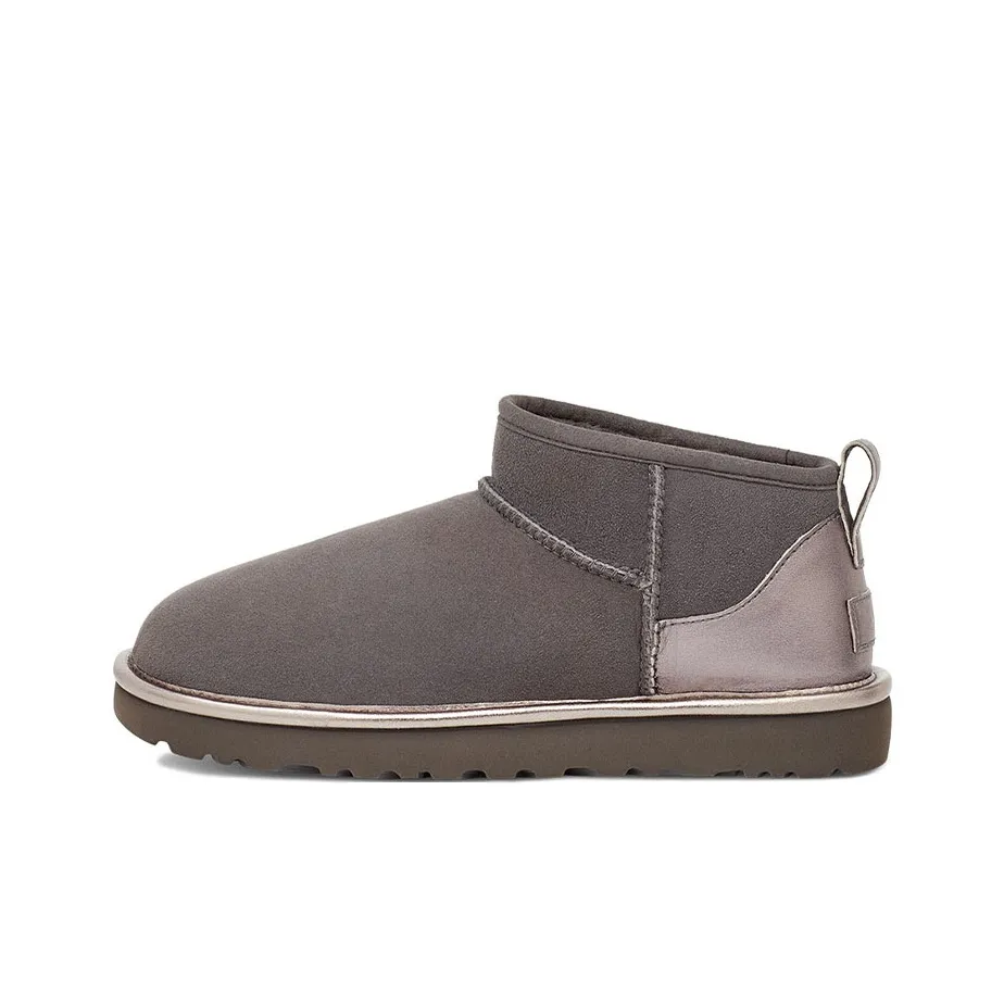 UGG CLASSIC ULTRA MINI SHINE Термическое Аbrasion-Resistant Покрытие Длина до щиколотки (Размер Длина) Снегобуты Женские Угольно-Серый
