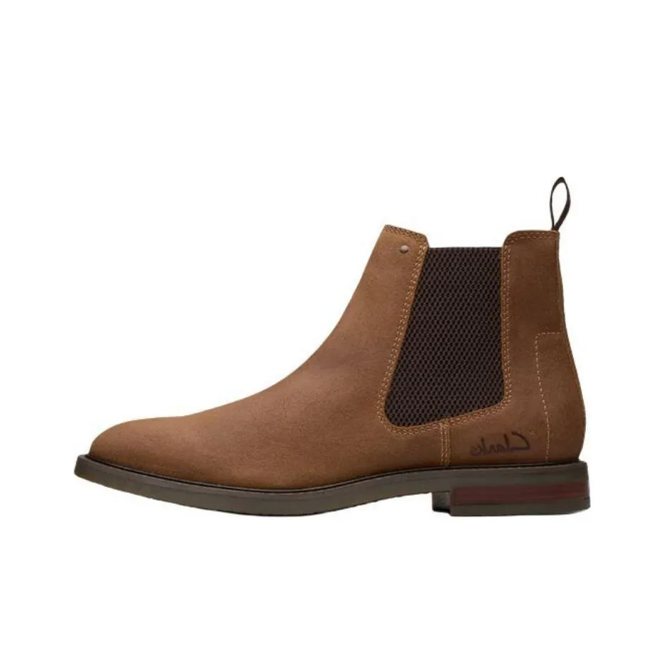 Clarks Short Chelsea Boots Men's Light Brown
