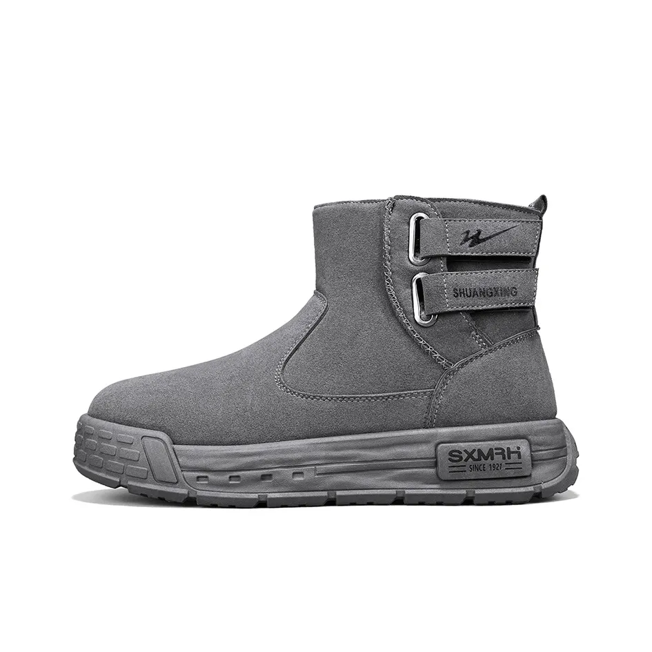 Binary Knee-High Martin Boot High Heel Men's Gray