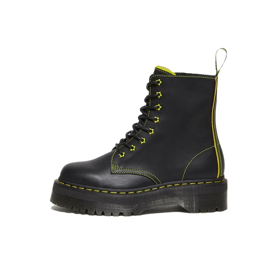 Dr. Martens Jadon Ii Boot Neon Star Leather Platforms 'Black Yellow'