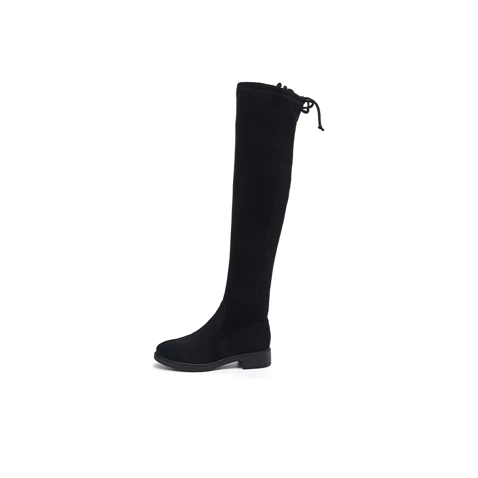 DAPHNE Petite Women's Height Increasing Slimming Thermal Over The Knee Twenty Boots 4.2cm Women's Black