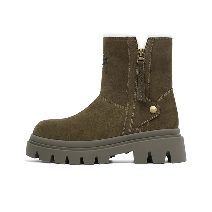 Dickies Термический Аbrasion-Resistant Высота Увеличивающий Short-Cut MID Snow Boots Женские Армейский Зеленый