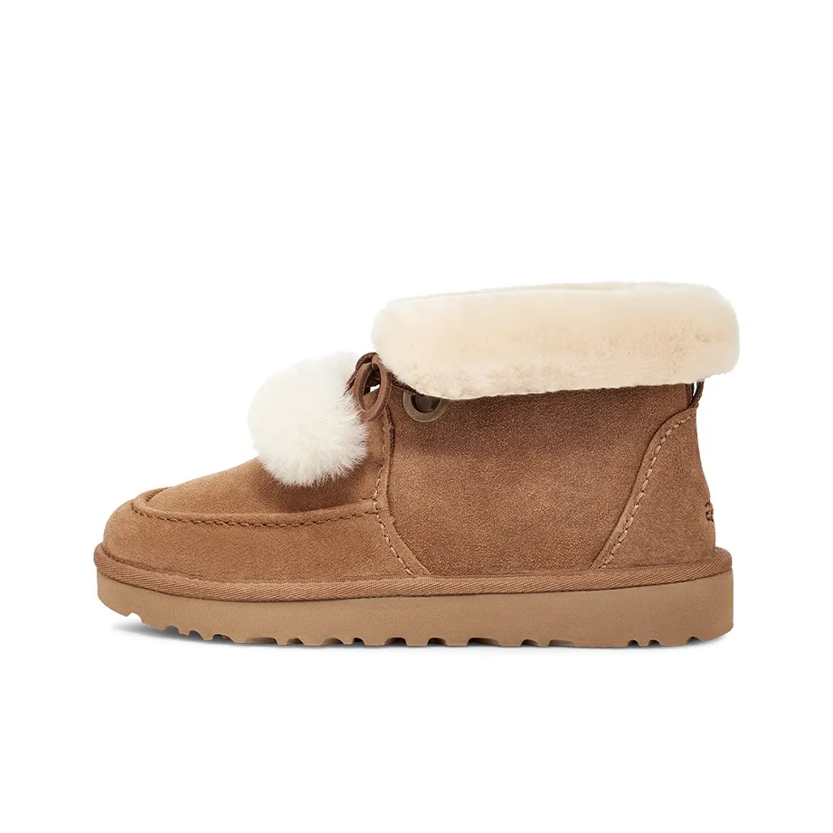 UGG Kyrina Арочный Pom Теплоизоляционные Устойчивые к истиранию Снежные ботинки Женские Каштановые