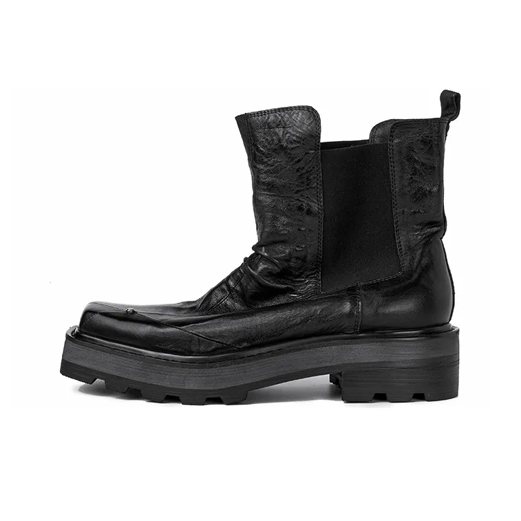 HUANXIANGZHE Короткий Челси Унисекс Черный