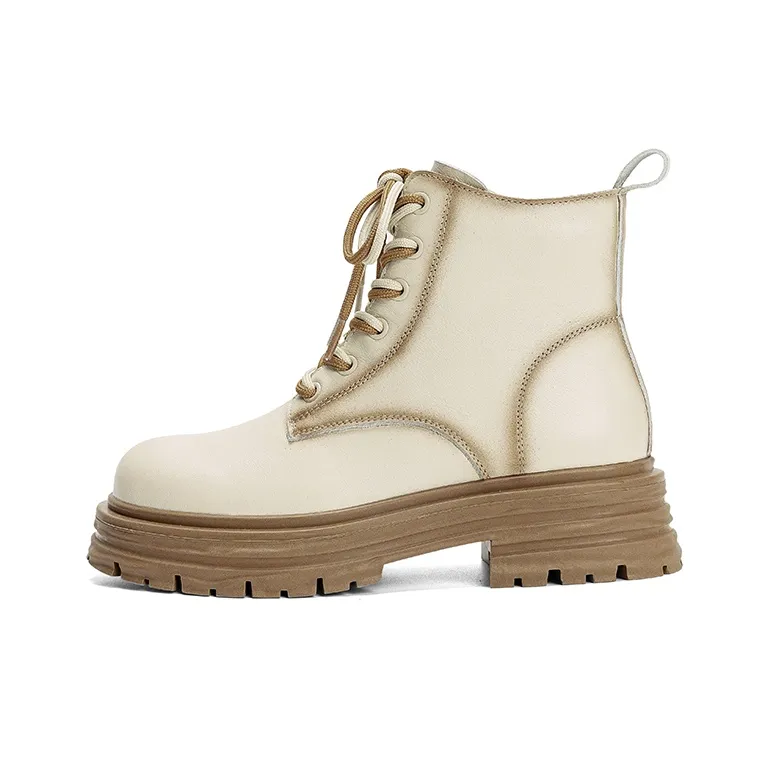 Q.VONTON Короткий MID Голень Мартин Ботинок 5 см Женские