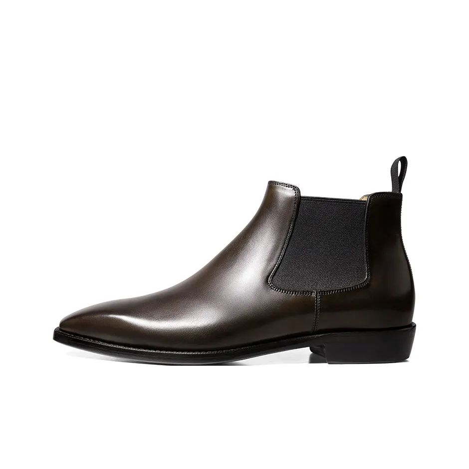 THOM WILLS Chelsea Boots Men's Dark Tea Polished