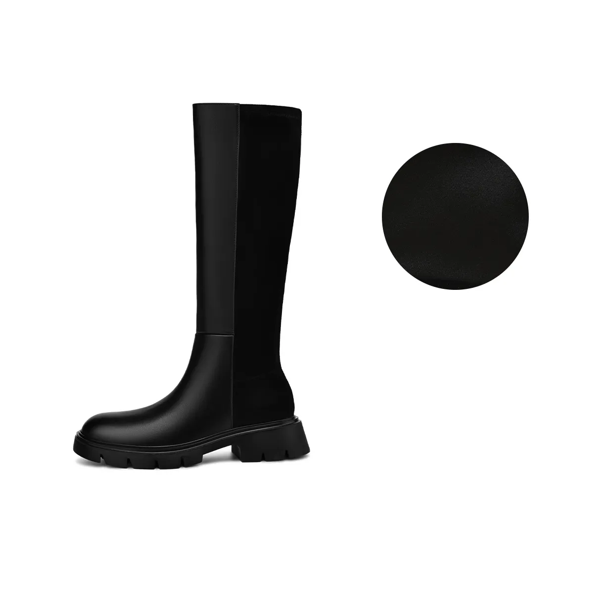 BOERDIQI Knight Boots High Knee Boots 4CM Women's Black