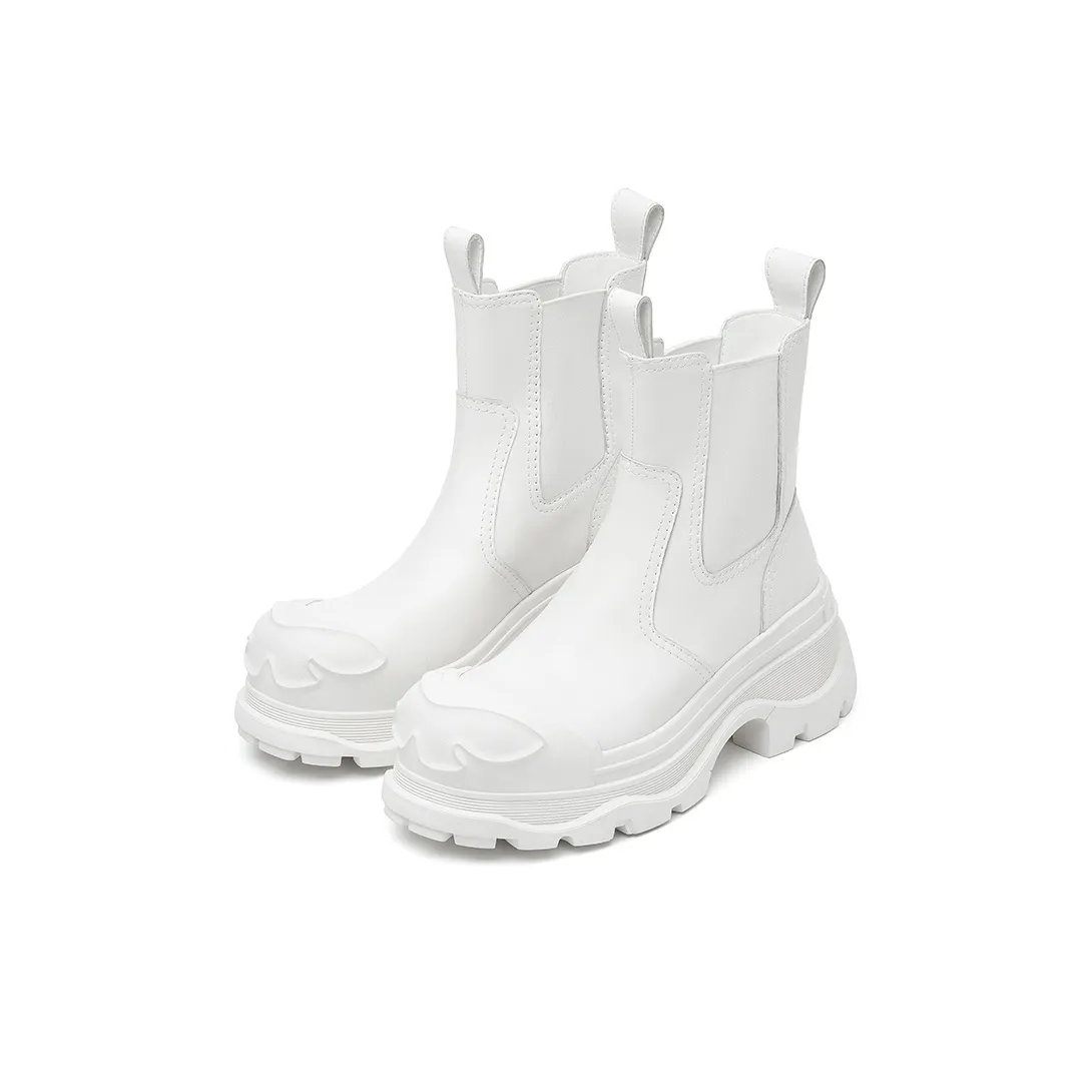 SUGARSU Phantom Butterfly Series Short Chelsea Boots 7.5cm Women's White