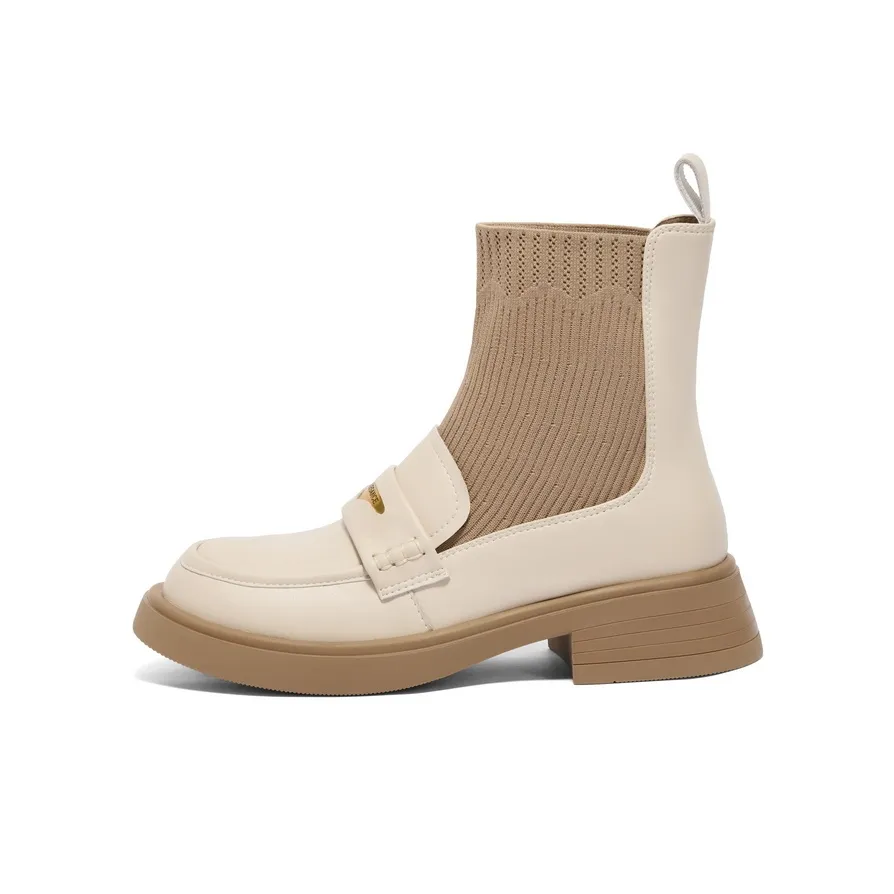 BELLE Botильоны 4CM Женские Бежевый Черный