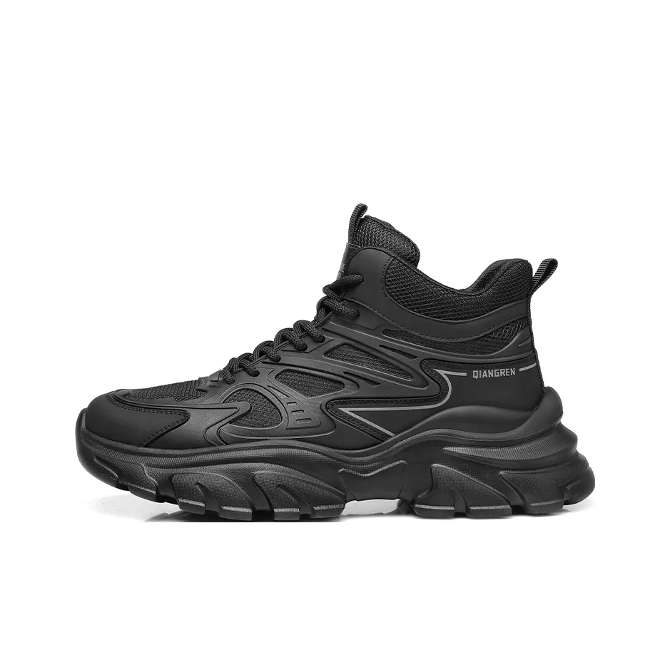Strongman 3515 High Top Men's Outdoor Trail Running Hiking Shoes Sports Casual Shoes In Black Trendy