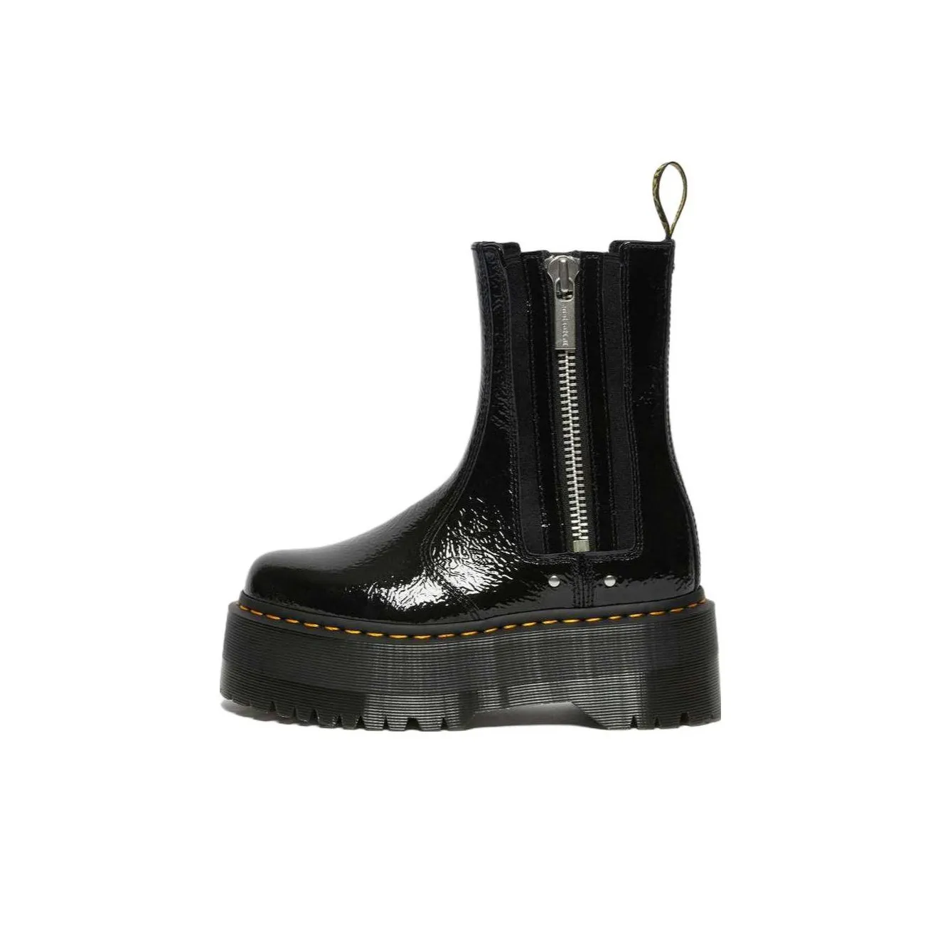 Dr.Martens 2976 Max Distressed Patent Chelsea Platform Boots 'Black' Women's