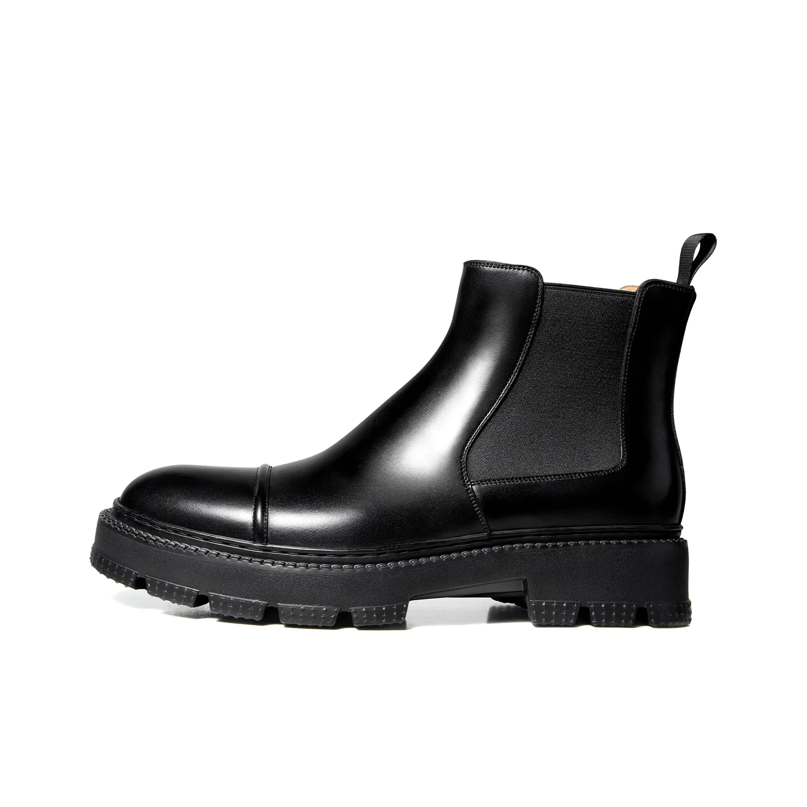 THOM WILLS British Business Casual Leather Boots Short Chelsea Boots Men's Black