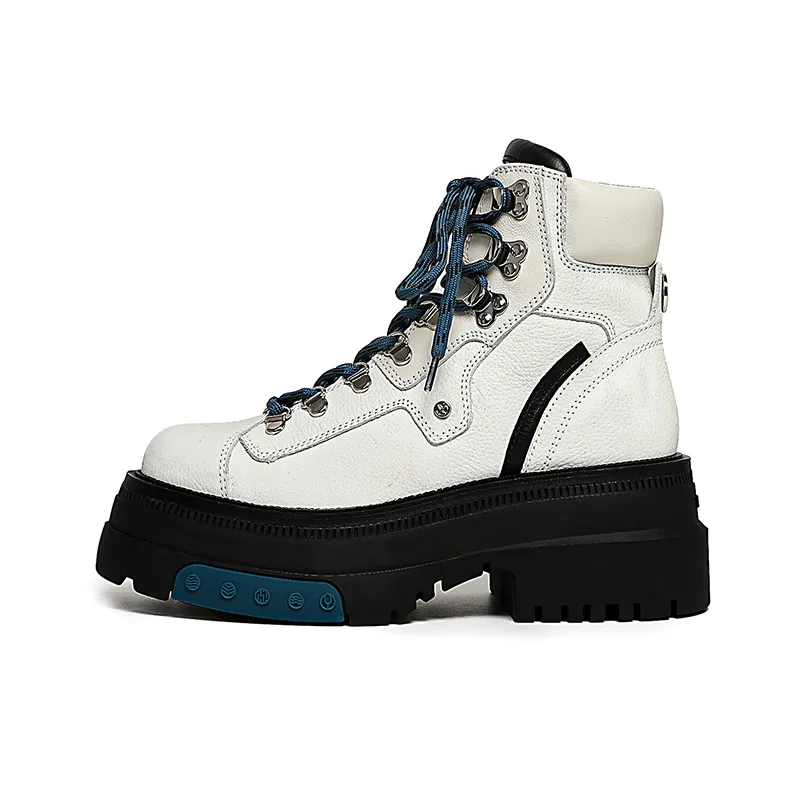 BLOCCO5 Короткий Мартин Boot Высокий каблук Женские Белые