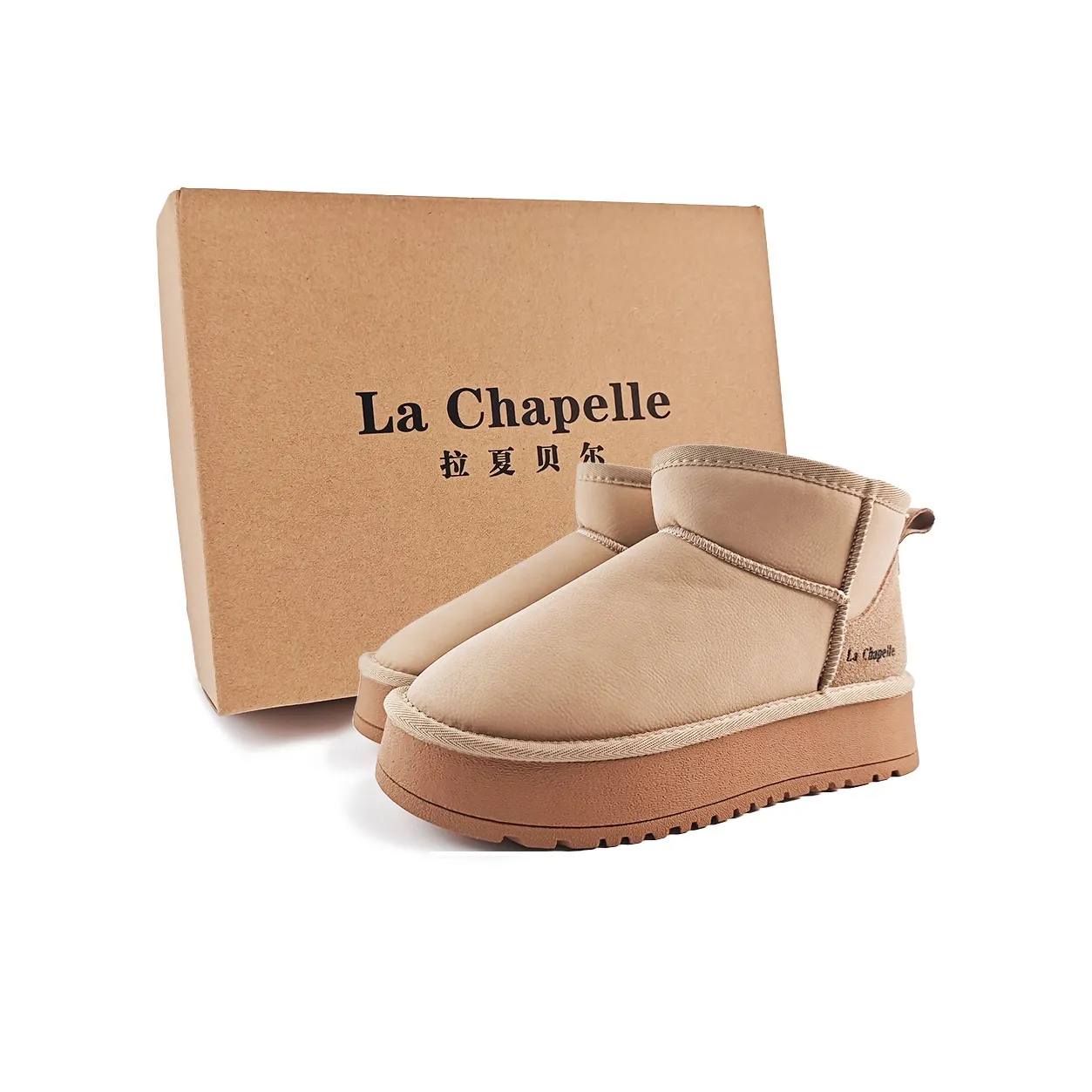 La Chapelle Термостойкие Устойчивые к Износу Короткие Снежные Ботинки Женские Бежевые