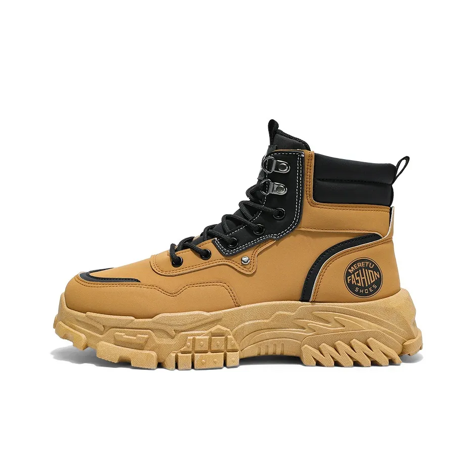 Meiretu Короткий Мартин Ботинок Средний Каблук Мужской