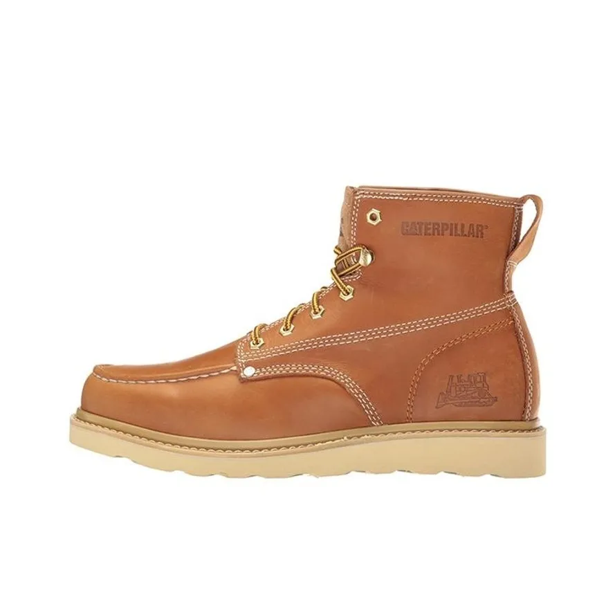 CAT Wear Resistant Slip Resistant Ankle Length Outdoor Boots Men's Brown Yellow