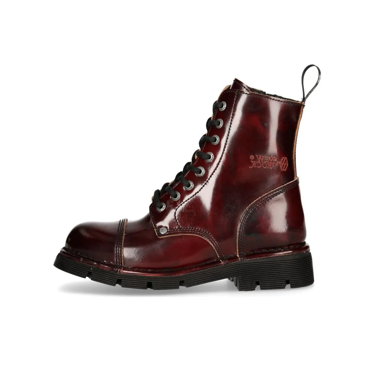 NEW ROCK Ankle Boots 4cm Unisex Burgundy