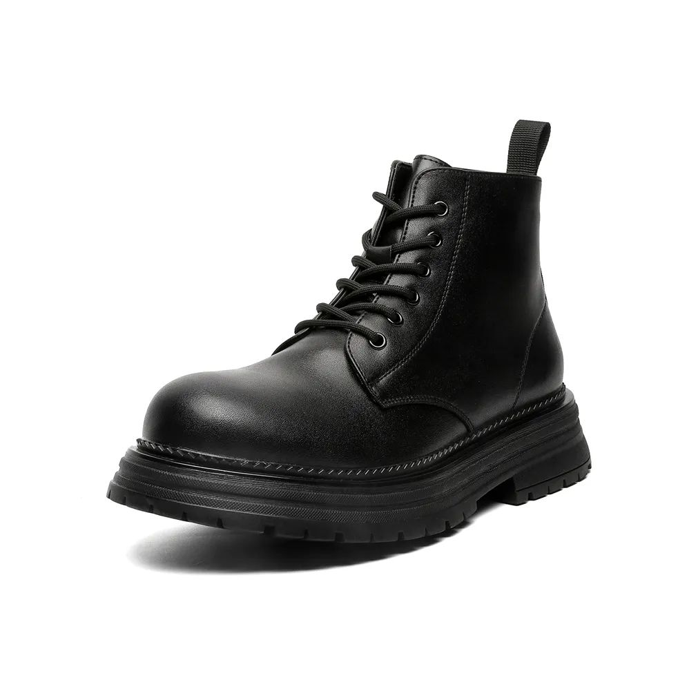V05 Мужские ботинки Martin Британский стиль Коммутирование Универсальные высокие кожаные туфли Платформа Рабочая обувь Черный