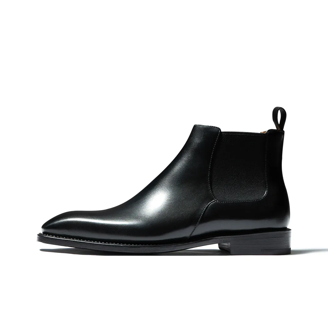 TRUFFAUT Classic Square Toe Smooth Finish Boots Short Chelsea Boots Men's