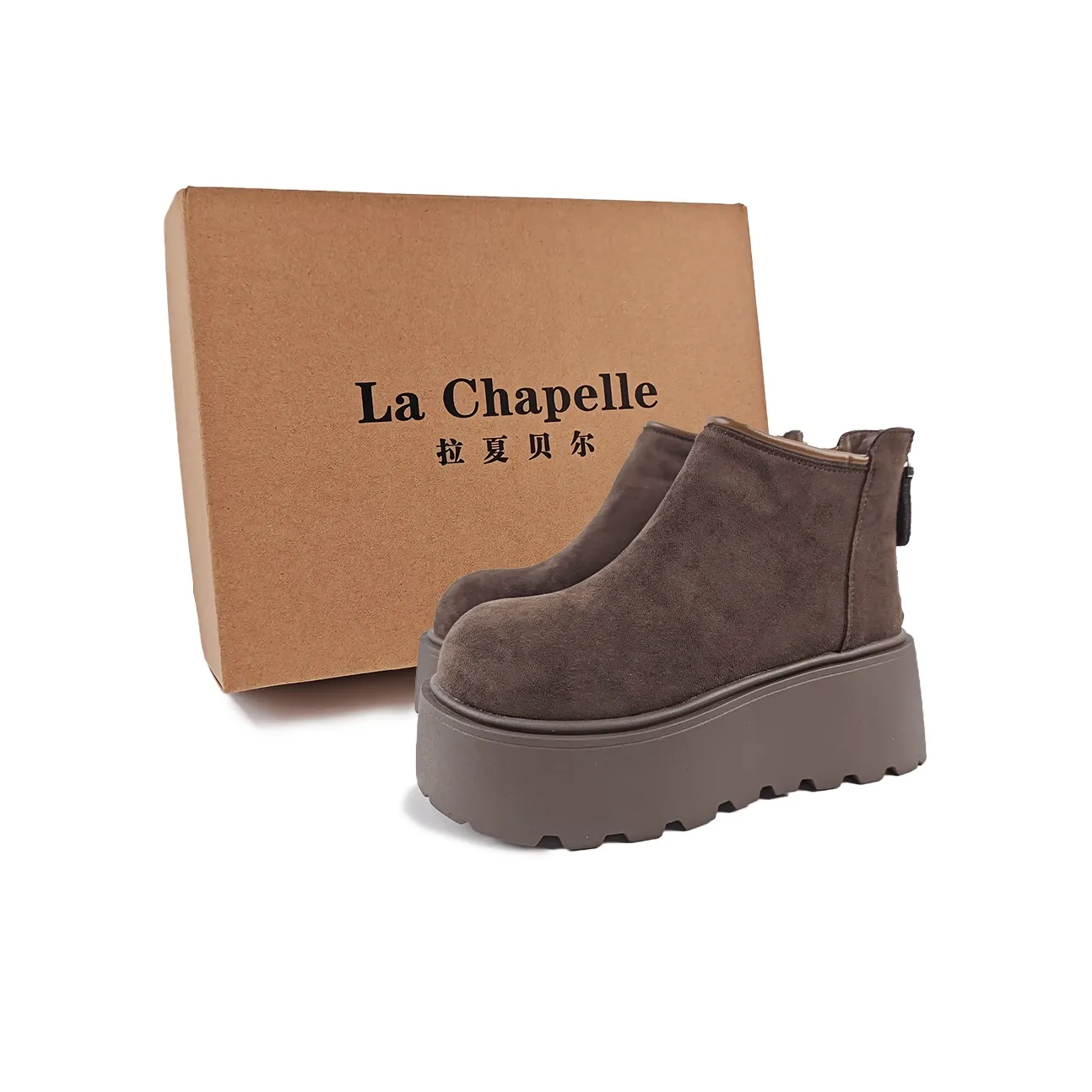 La Chapelle Модный Ультра Высота Платформа Vintage Casual Ботильоны 7 см Женские Коричневый