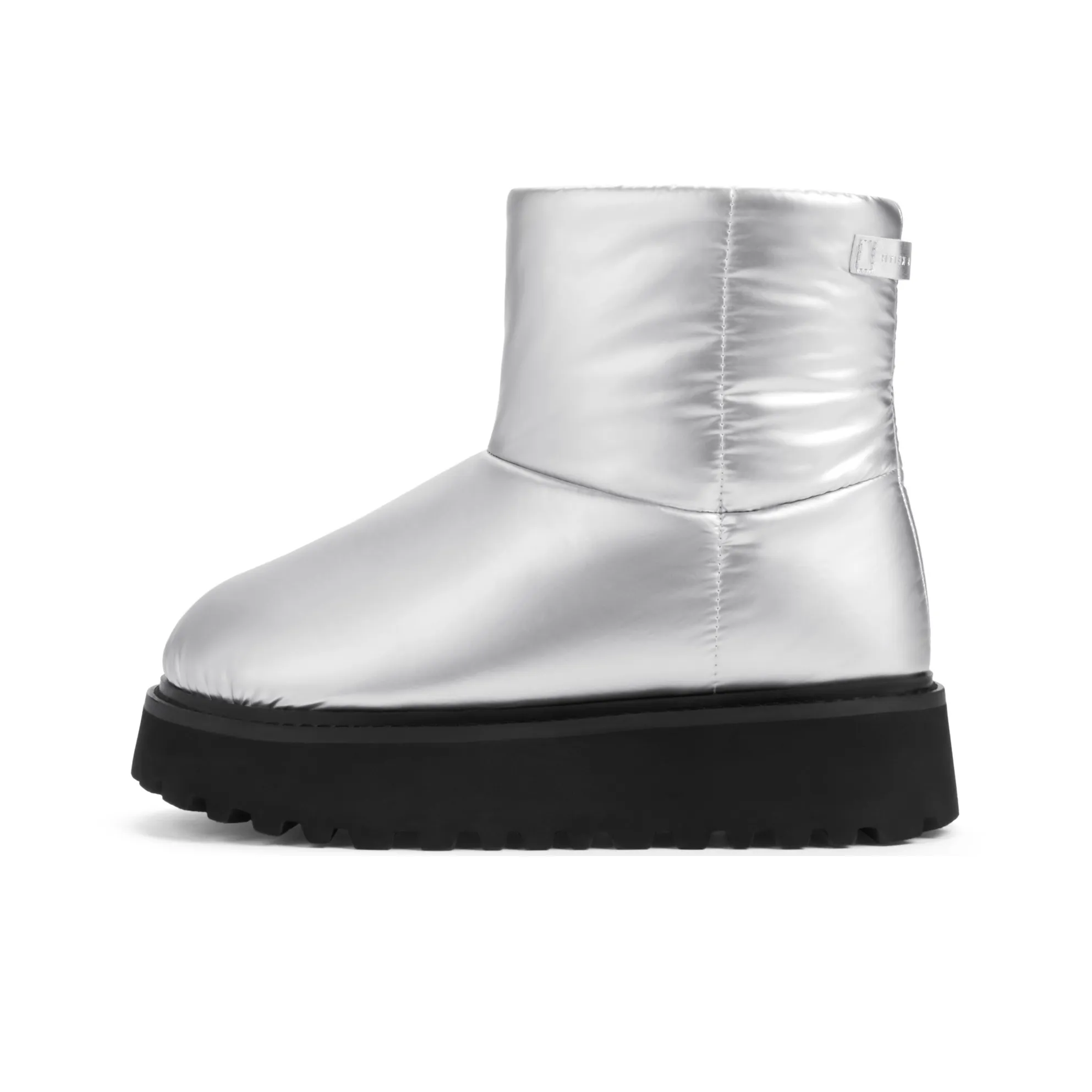 CHARLES KEITH Маленький Ck Термостойкий Противоскользящий Короткий Сноубутсы Женские Серебристый Черный Текстурированный