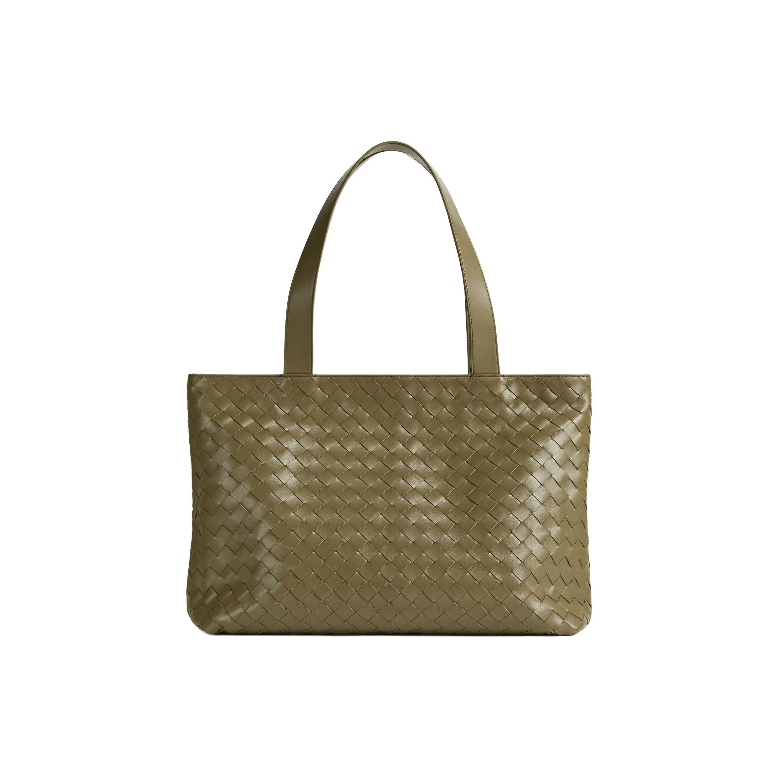 Bottega Veneta Intrecciato Leather Tote Bag, Shopping Bag, Shoulder Bag, Handbag Trumpets Unisex Olive Green