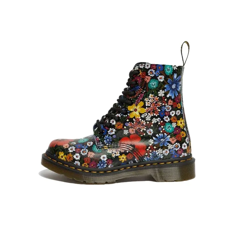 Dr. Martens 1460 Pascal Floral Lace Up Boots Black Women's