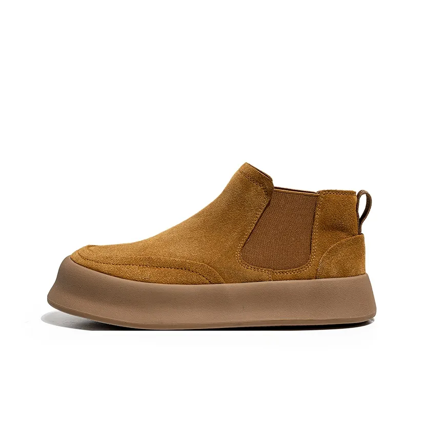 WEISHIBANGWEI Short Chelsea Boots Men's Brown